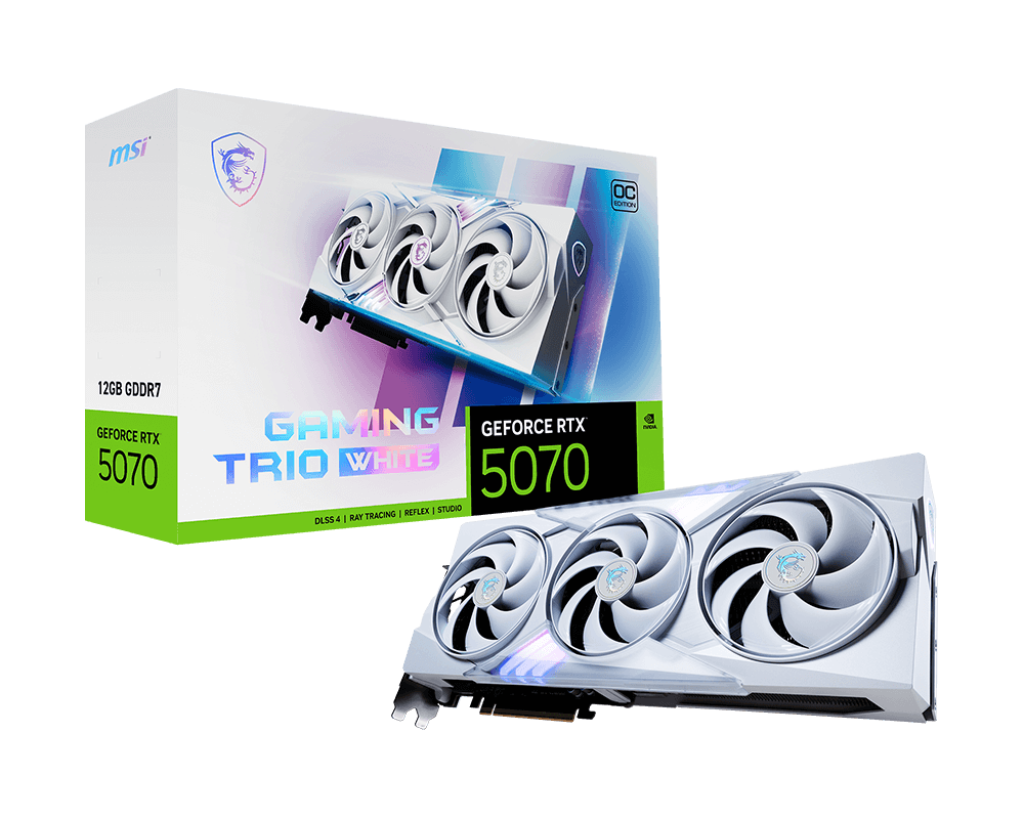 כרטיס מסך לבן MSI GeForce RTX 5070 12G GAMING TRIO OC WHITE