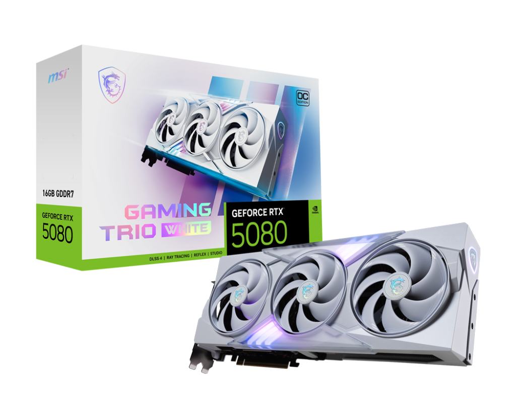 כרטיס מסך MSI GeForce RTX 5080 16G GAMING TRIO OC WHITE - בצבע לבן