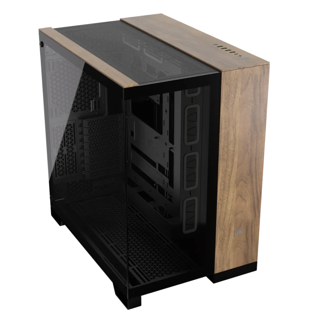 מארז מחשב CORSAIR 6500X Mid T Walnut Wood - צבע שחור עץ אגוז