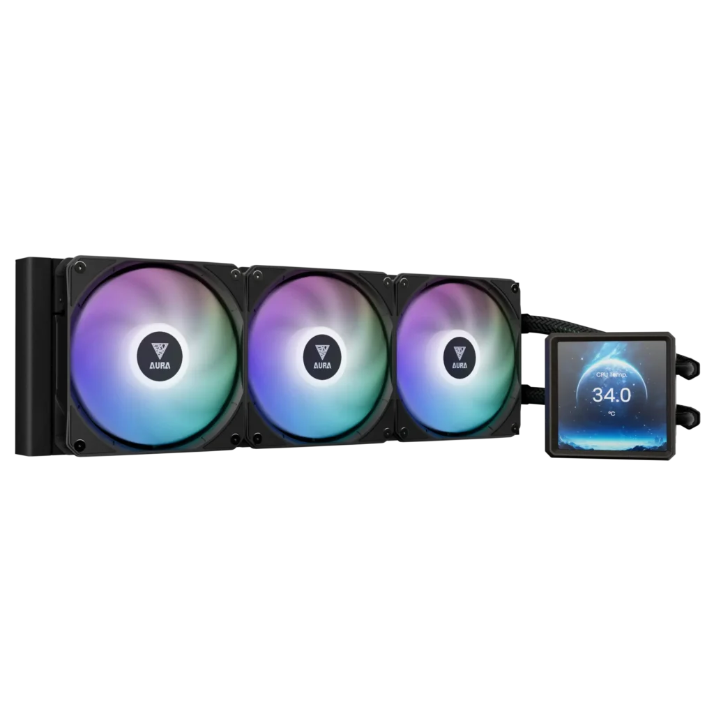 קירור נוזלי למעבד GAMDIAS AURA GL360 360mm With LCD Black - צבע שחור