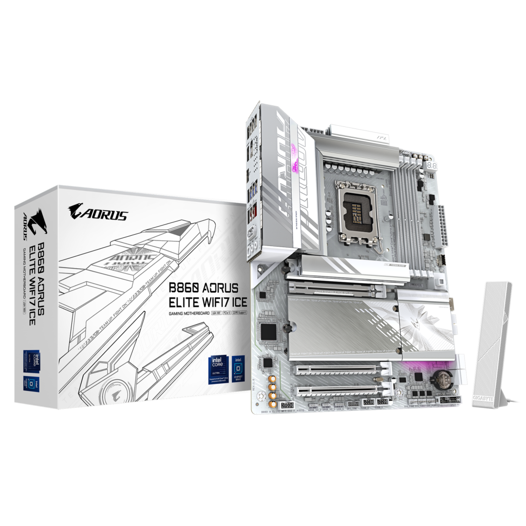 לוח אם Gigabyte B860 A ELITE WIFI7 ICE ATX LGA1851 DDR5 - צבע לבן