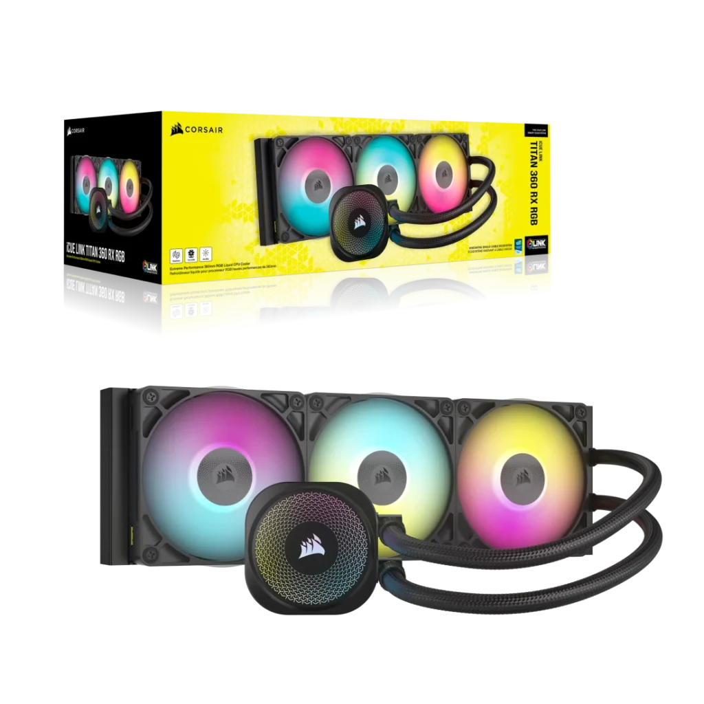 קירור נוזלי למעבד Corsair AIO Titan RX 360mm iCUE LINK - צבע שחור