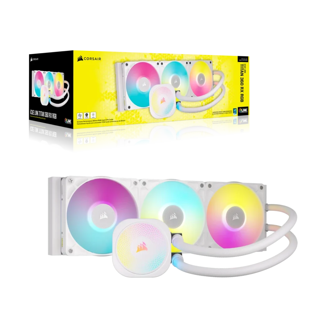 קירור נוזלי למעבד CORSAIR AIO TITAN RX 360mm iCUE LINK - צבע לבן