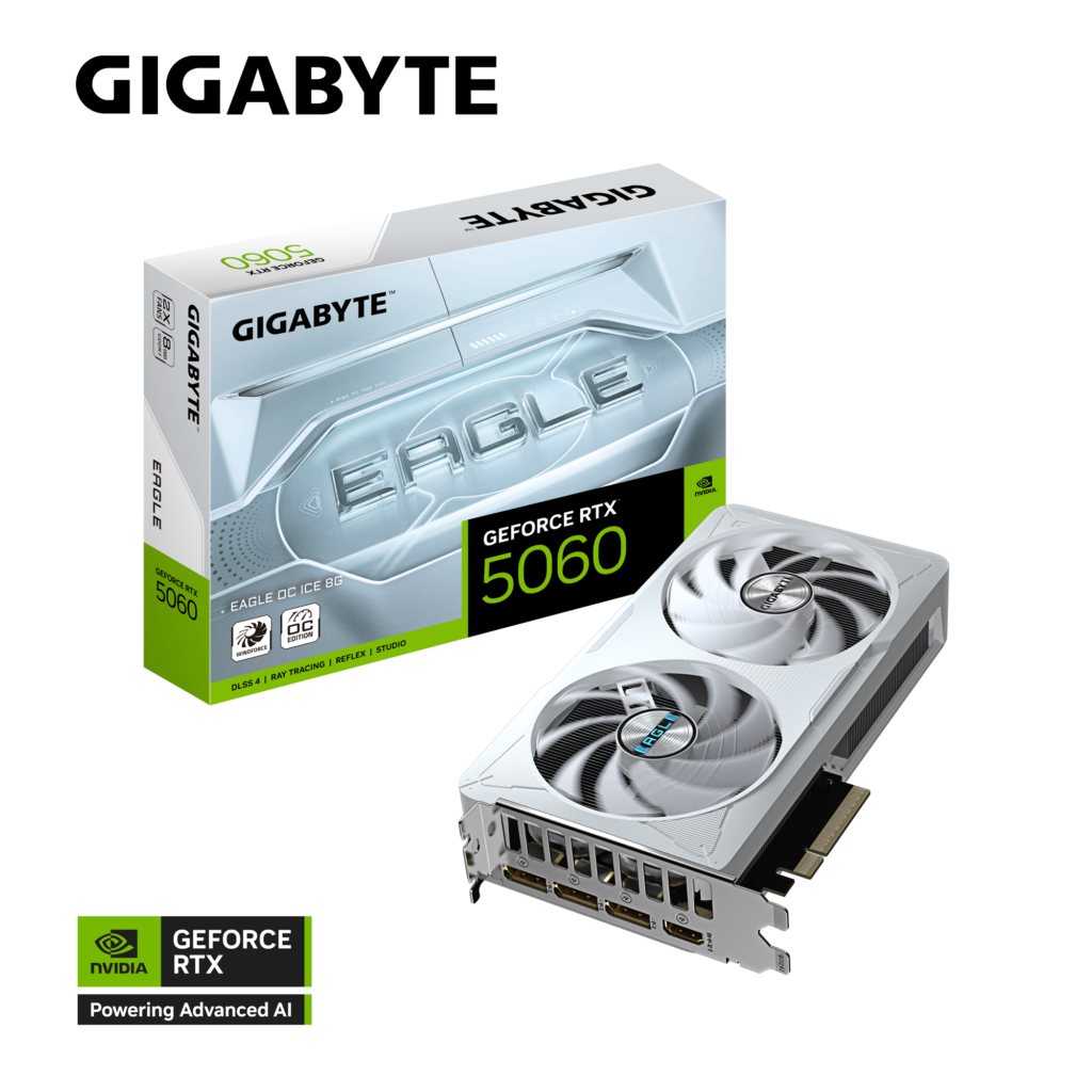 כרטיס מסך לבן GIGABYTE GeForce RTX 5060 EAGLE OC ICE 8G