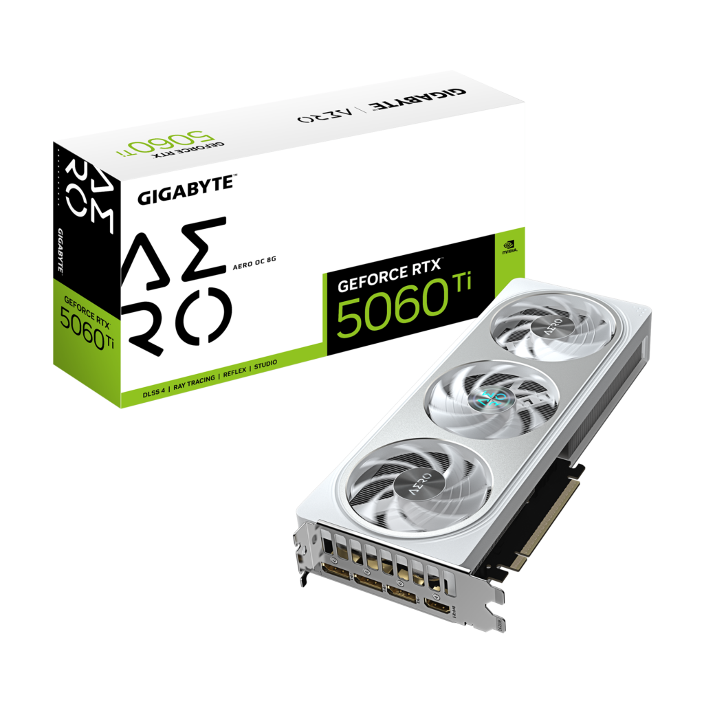 כרטיס מסך לבן GIGABYTE GeForce RTX 5060 Ti AERO OC 8G