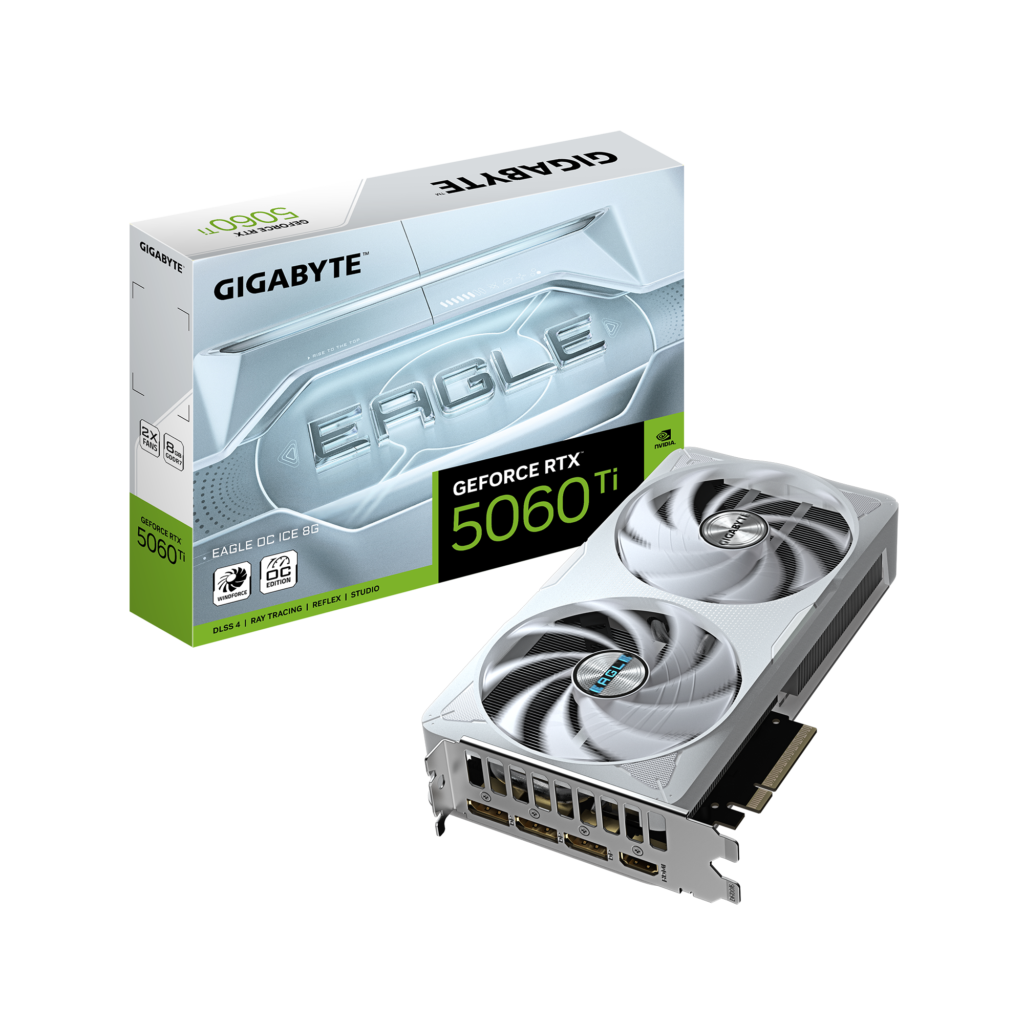 כרטיס מסך לבן GIGABYTE GeForce RTX 5060 Ti EAGLE OC ICE 8G