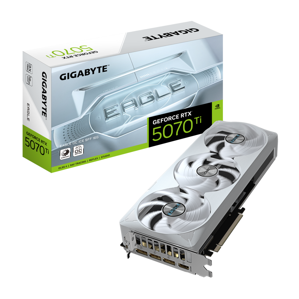 כרטיס מסך לבן GIGABYTE GeForce RTX 5070 Ti EAGLE ICE SFF 16G OC