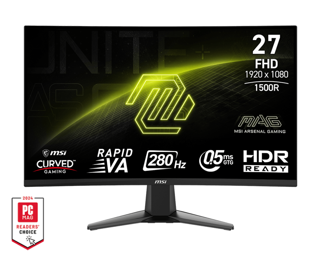 מסך מחשב גיימינג קעור 27 אינץ MSI MAG 276CXF – כולל Full-HD VA 280Hz 0.5MS