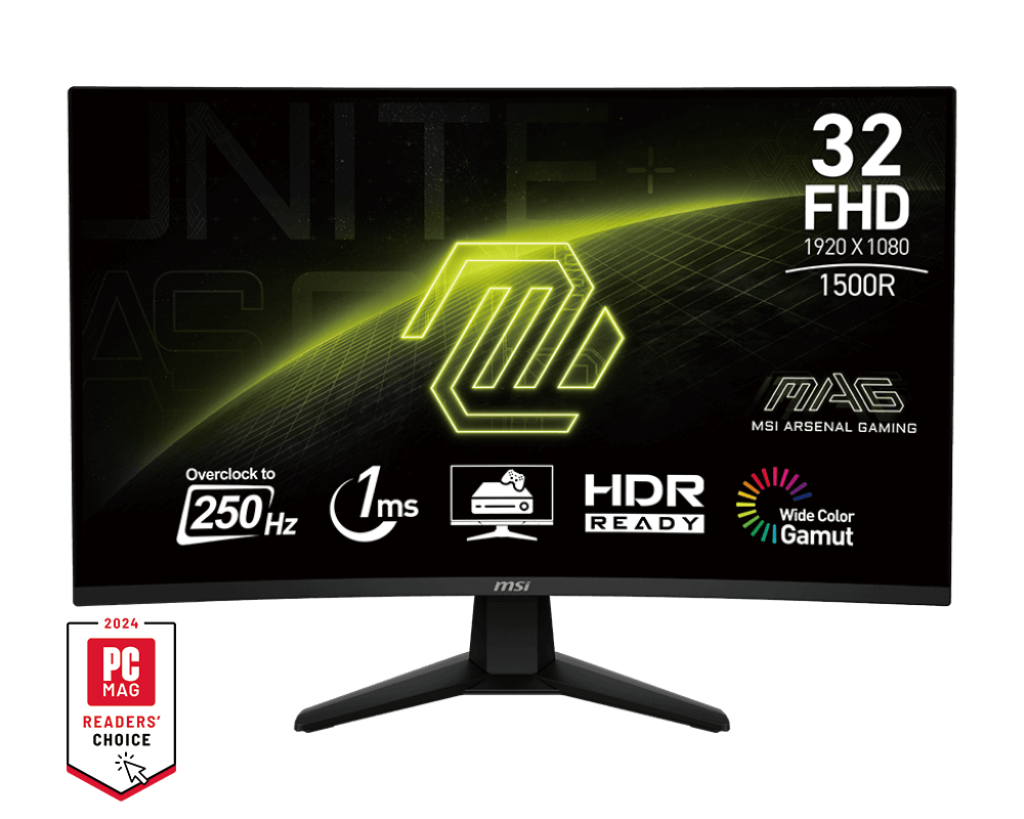 מסך מחשב גיימינג קעור 31.5 אינץ MSI 32C6X – כולל FullHD VA 250Hz 1MS