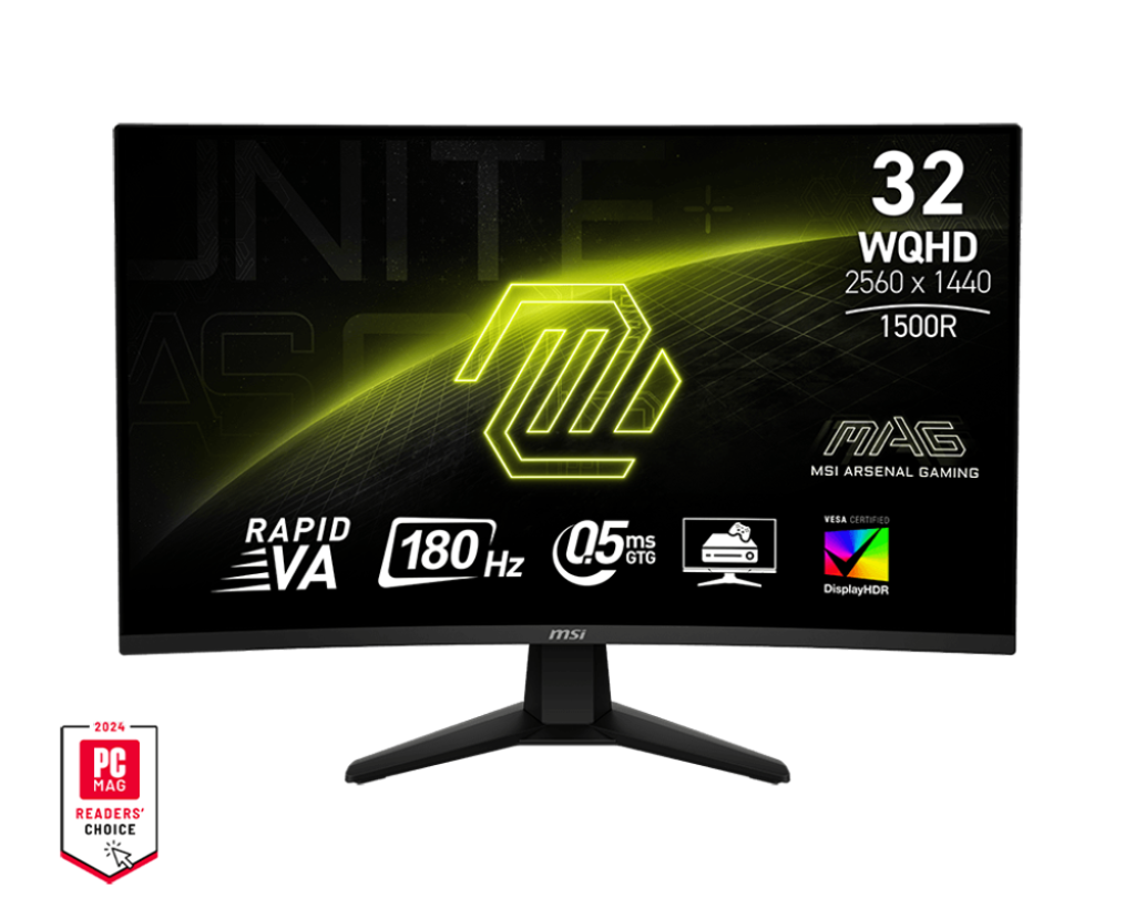 מסך מחשב גיימינג קעור 31.5 אינץ MSI 32CQ6F 2K WQHD VA 180Hz 0.5MS