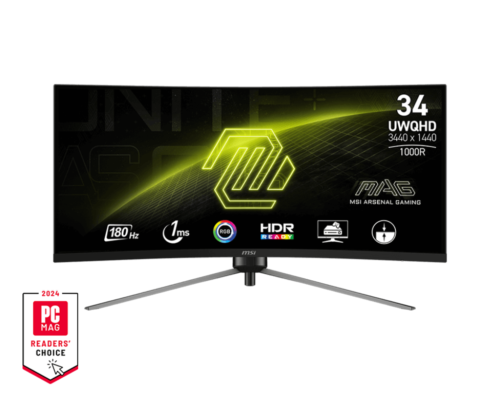 מסך מחשב גיימינג קעור 34 אינץ MSI MAG 345CQR UWQHD VA 180Hz 1MS