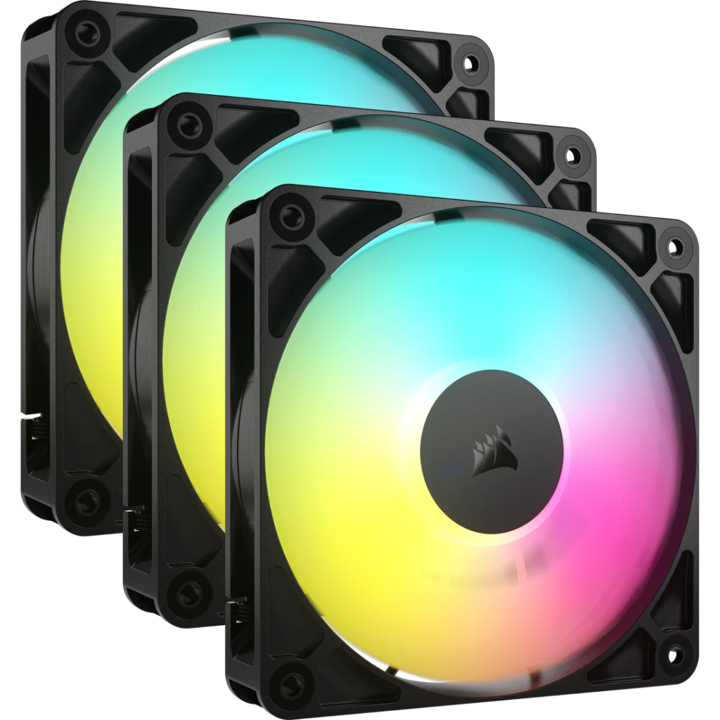 מאוורר למארז Corsair RS120 ARGB 120mm PWM Fan Triple Pack - צבע שחור