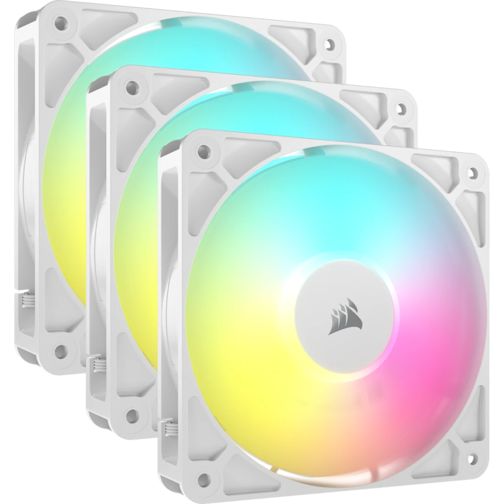 מאוורר למארז Corsair RS120 ARGB 120mm PWM Fan Triple Pack White - צבע לבן