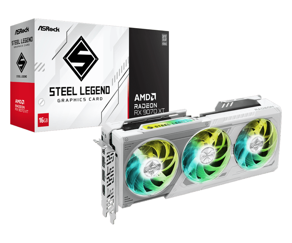 כרטיס מסך ASrock AMD Radeon RX 9070 XT Steel Legend 16GB