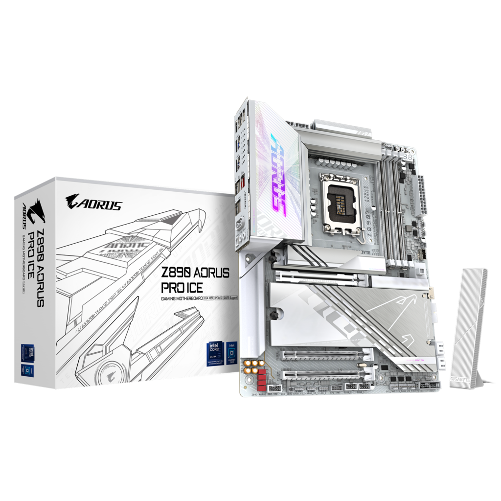 לוח אם Gigabyte Z890 AORUS PRO ICE 5GbE ATX LGA1851 - צבע לבן