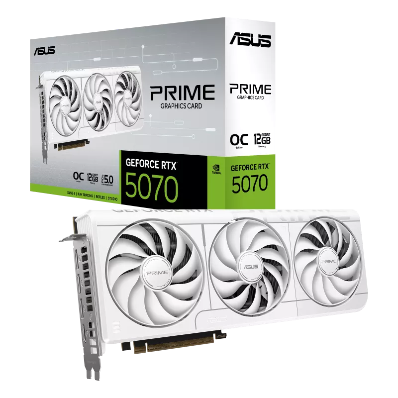 כרטיס מסך ASUS PRIME GeForce RTX 5070 White OC Edition 12GB GDDR7