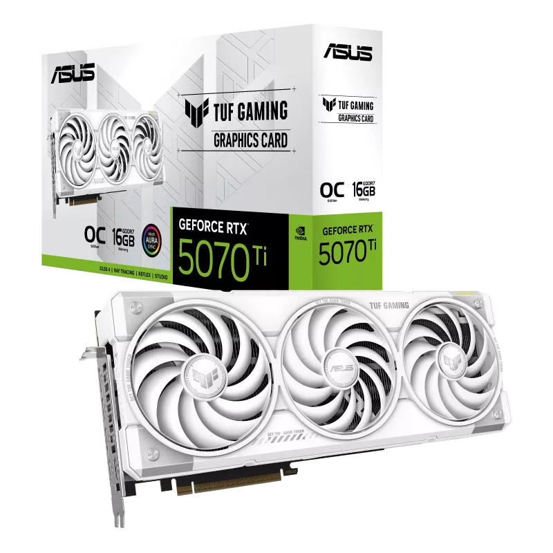 כרטיס מסך ASUS GeForce RTX 5070 Ti TUF 16GB OC WHITE