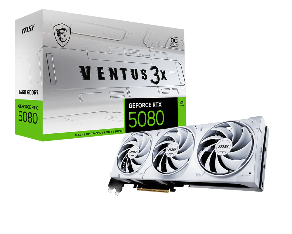 כרטיס מסך לבן MSI GeForce RTX 5080 16G VENTUS 3X OC WHITE
