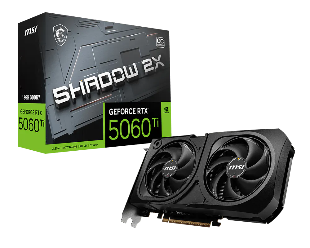 כרטיס מסך MSI GeForce RTX 5060 Ti SHADOW 2X OC 16GB