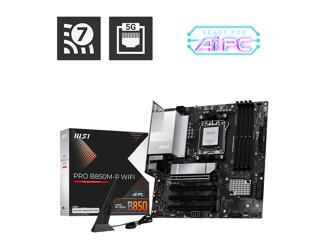 לוח אם MSI B850M-P WIFI 7 AMD AM5 DDR5