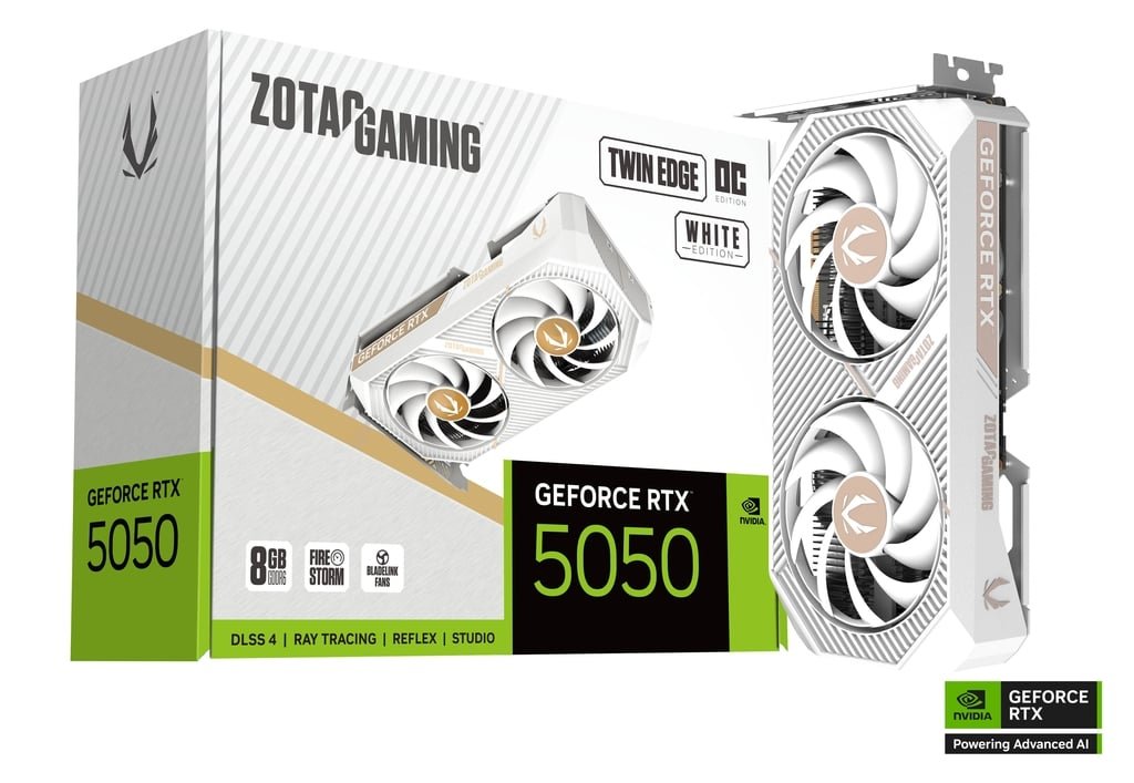 כרטיס מסך לבן ZOTAC GAMING GeForce RTX 5050 Twin Edge OC White Edition